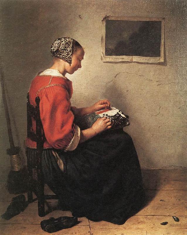 NETSCHER, Caspar The Lace-Maker oil painting image